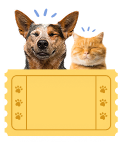 Coupon with a dog and cat